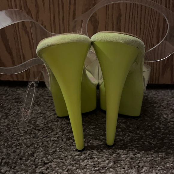 Hella Heels 6in Stiletto Rhylie Electric Highlighter Neon Yellow Green Pole Club - Picture 7 of 8